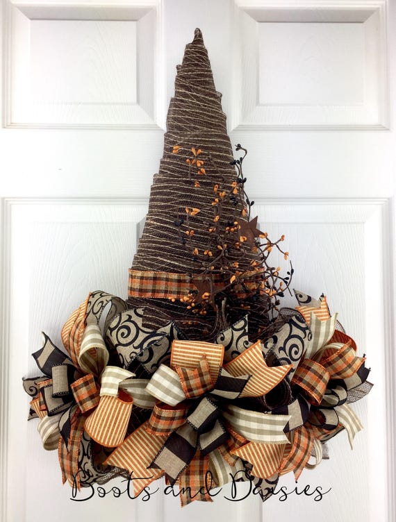 Witch Hat Wreath / Witch Hat Wreath Door Hanger / Witch Hat | Etsy