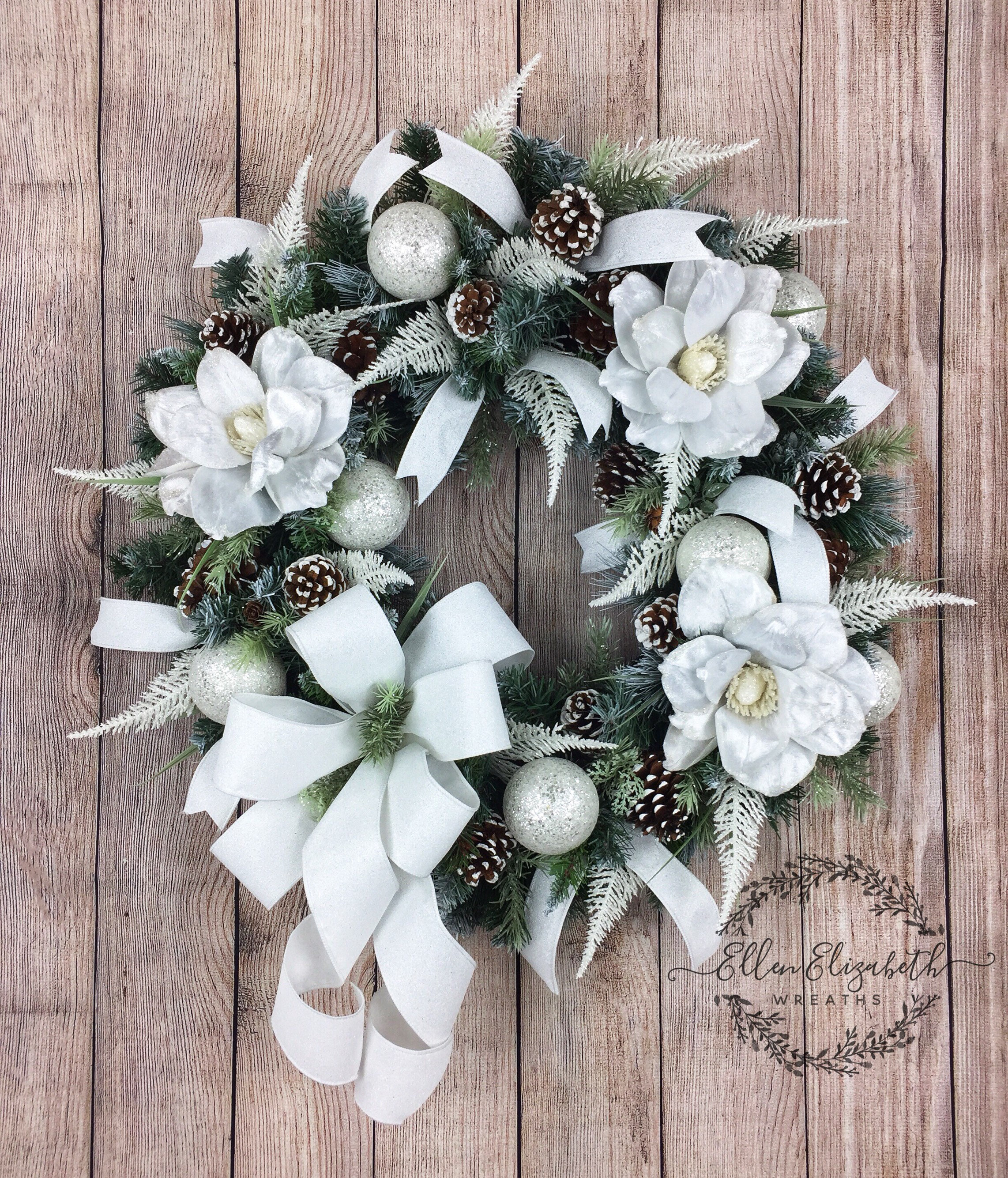 White Christmas Wreath Winter Wreaths for Front Door Etsy