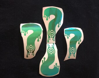 3"x1.5" Green/Blue Holographic Tipper Bassdrop V2