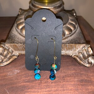 Stone Bead Earrings, Multicolor, Drop Earrings