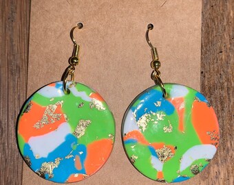 Bright and Light Polymer Clay Circle Earrings
