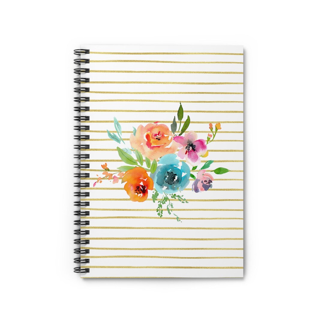 Watercolor Floral Bouquet Spiral Notebook - Ruled Line - Etsy