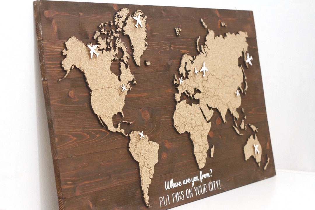 Cork World Map,wooden World Map, Wall Map, Map, Furniture, Gift Idea