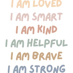 Playroom Art, Positive Affirmations Kids, Affirmation Wall Art, Playroom Poster, Kids Affirmations, Daycare Classroom Decor