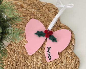 Personalized Bow Name Ornament • Custom Acrylic Holiday Keepsake • Kids Christmas Ornament • Custom Name Gift