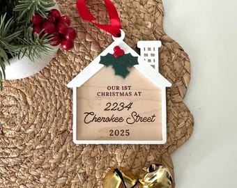 First Christmas in New Home Ornament 2026 – Personalized House Ornament with Address | New Homeowner Gift | Realtor Gift