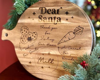Christmas Eve Cookie Board for Santa | Wooden Santa Treat Tray | Milk & Cookies Board | Reindeer Carrot Spot | Holiday Kitchen Decor