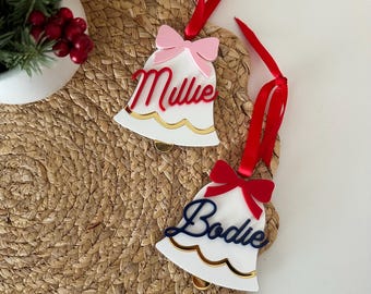 Personalized Christmas Bell Ornament • Custom Name Holiday Keepsake • Acrylic Kids Ornament • Stocking Stuffer • Christmas Gift