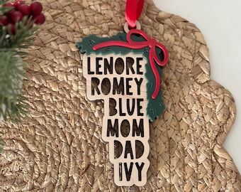 Garland Family Christmas Ornament 2025 – Custom Name Ornament | Wooden Holiday Keepsake