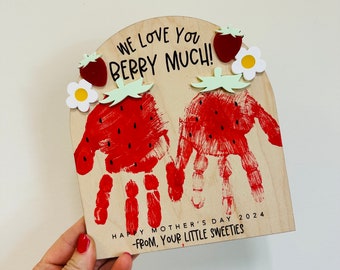 Mother's Day Strawberry Handprint Sign