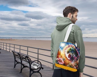 Fantasy Floral Tote Bag | Colorful Bohemian Reusable Shopper
