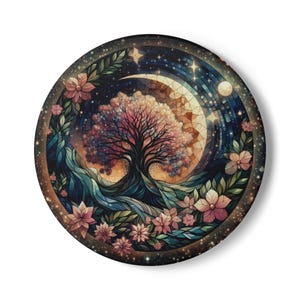 Celestial Tree Ceramic Coaster, Colorful Coaster Set, Unique Home Decor, Nature-Themed Gift, Artistic Drink Coaster, Festival Tableware