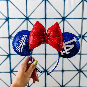 Dodgers LA baseball Mickey Minnie Mouse Ears Headband, Disney, Disneyland