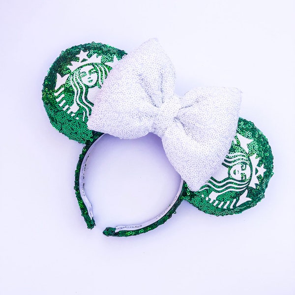 Starbucks Mickey Minne Mouse Ears Headband, Disney, Disneyland, Coffee