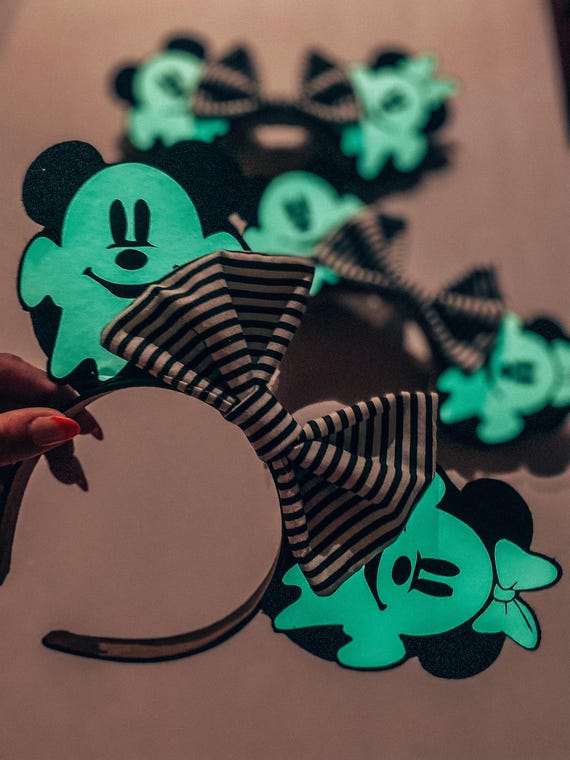 Mickey and Minnie Ghost Glow in the Dark Ears - Etsy