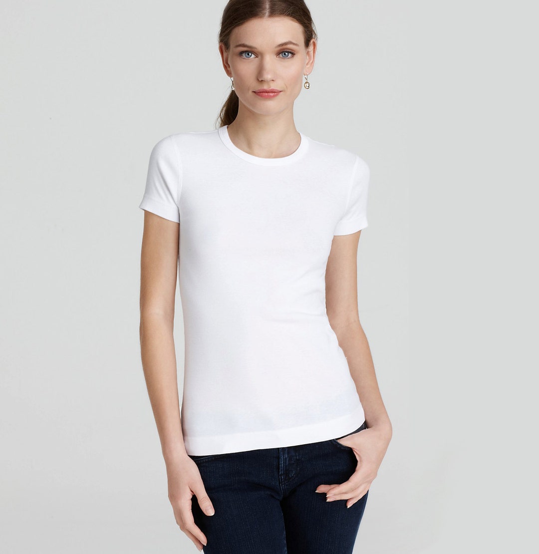 XL White Tshirt for Women High Crewneck Plain T Shirt Etsy Canada