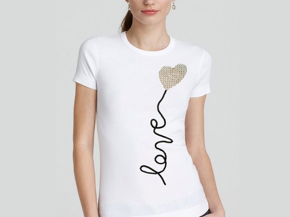 Fashionable Heart Tshirt Top in White