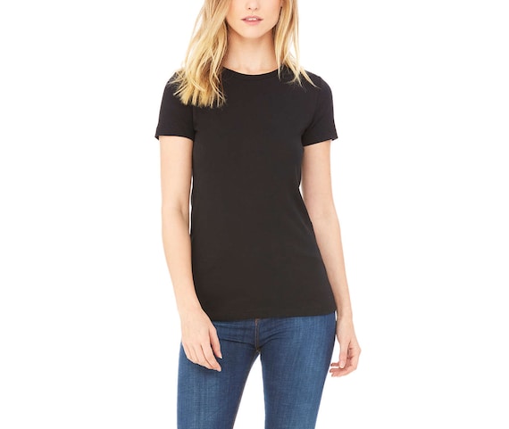 Camiseta negra para mujeres Camiseta alta Crewneck Plain - México