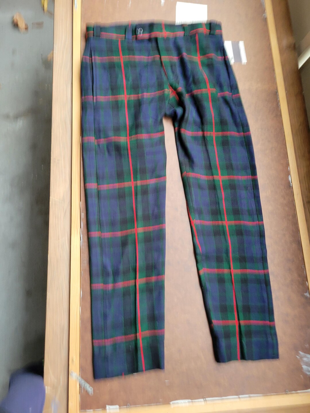 Stripe Pattern Two-pleat Slacks Pants Men's W33 unclear gray type Vintage Second Hand