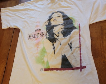 VINTAGE - 【80&#39;s】 MADONNA LIKE A PRAYER Tee Vtg 1989 Madonna Like A Prayer T-shirt White S/M 80s Pop