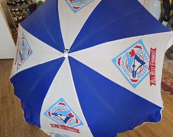 Rare vintage des années 1980 Blue Jays de Toronto x 63" Bittner's parasol/parasol