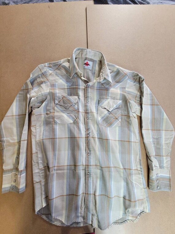 Vintage Western Bib Shirt 70s Cowboy MWG Canada Mens Size M