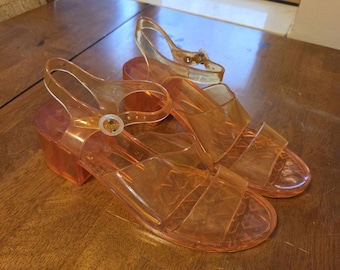 American Apparel Women's Size 10 Jelly Seaside Sandals Clear Orange