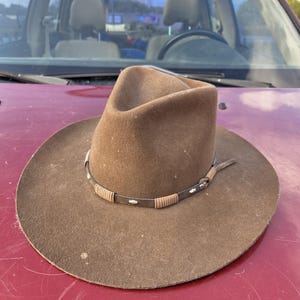 Chapeau De Cowboy Vintage – Taille 7 1/8 – Cuir ? – Occasion