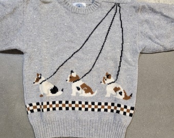 Maglione vintage in lana per cane equestre anni '90 da donna medio