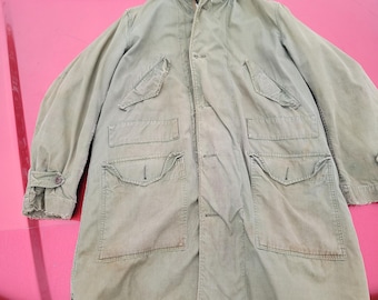 Vintage 40s M47 Parka Korean War Jacket USAF Coat w/ Liner mens medium shearling