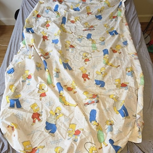 Vintage 1990 The Simpsons Twin Fitted Bed Sheet Matt Groening Retro Bart Homer