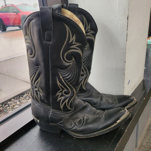Vintage men's leather cowboy western boots Size 10