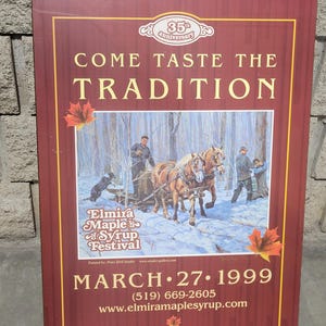 Elmira Maple Sirup Festival Plakat, signiert vom Künstler Peter Etril Snyder 1999