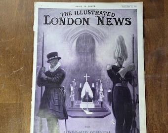 Revista Vintage Illustrated London News, 23 de febrero de 1952, conmemoración del funeral del rey Jorge VI.