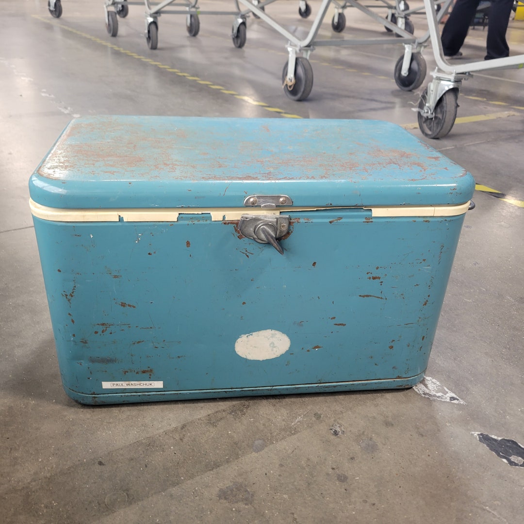 Vintage THERMOS Ice Chest Metal Cooler Ice Chest Blue Etsy