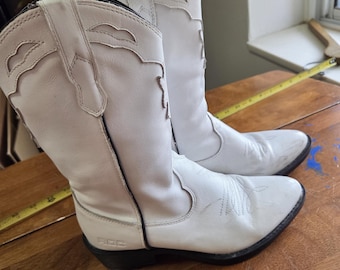 ROC Boots Australia Indio White Leather Cowboy Boots Size EU 36 (US 5-5.5)