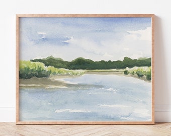 Landscape marsh painting | landscape print | marsh print | coastal landscape art | charleston art | Shem creek marsh | salt marsh