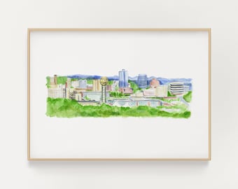 Knoxville TN | Knoxville Tennessee skyline watercolor print | Knoxville art | Knoxville print | Knoxville decor | Knoxville wall art