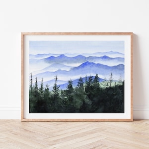 Smoky Mountain print | Mountain painting | Mountain print | Blue Ridge mountain art | Smoky Mountains painting | mountain art