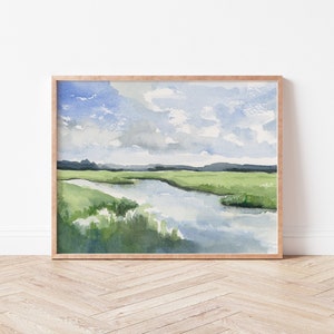 Landscape marsh painting | landscape print | marsh print | coastal landscape art | charleston art | Shem creek marsh | salt marsh