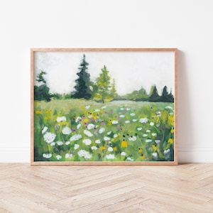 Landscape art | Wildflowers impressionist landscape | wildflowers painting | landscape painting | impressionist landscape | field painting