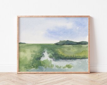 Landscape marsh print | landscape print | marsh print | coastal landscape art | charleston art | coastal marsh | salt marsh