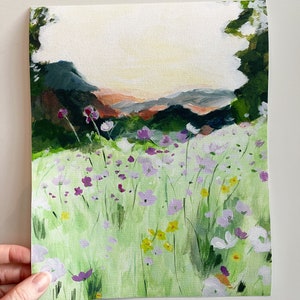 Wildflowers mountain print landscape painting mountain landscape wildflower painting impressionist painting mountain flowers image 3