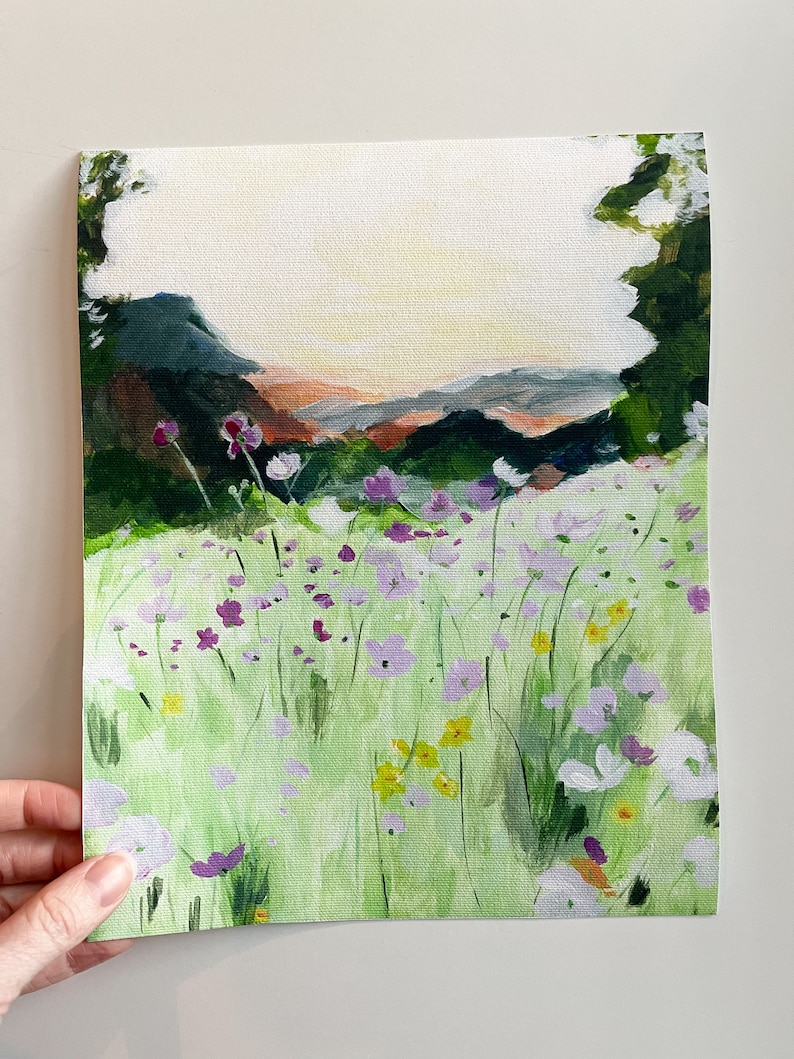 Wildflowers mountain print landscape painting mountain landscape wildflower painting impressionist painting mountain flowers image 3