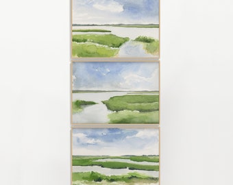 Set of 3 Landscape marsh painting | landscape print | charleston art | landscape art | abstract landscape art | marsh painting | lowcountry