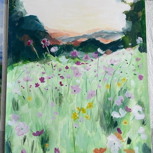 Wildflowers mountain print landscape painting mountain landscape wildflower painting impressionist painting mountain flowers image 6
