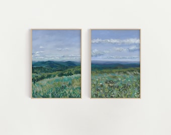 mountain wildflowers Painting | wildflowers painting | wildflowers print | large vertical print | Smoky Mountains painting | mountain art