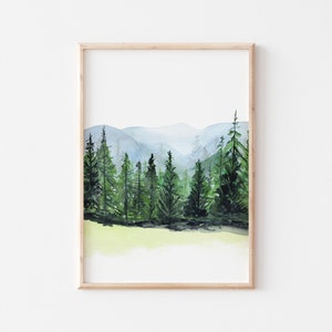 Mountain Painting | Spruce trees painting | Mountain print | mountain art | Smoky Mountains painting | mountain trees watercolor | mountain