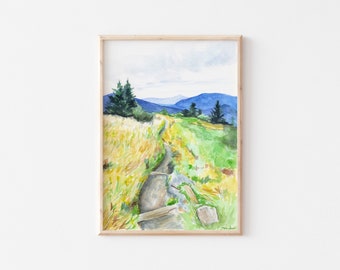 Mountain painting | Roan Mountain | Appalachian Trail | Mountain art | Mountains print | Smoky Mountain art | Pisgah forest