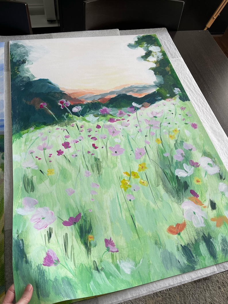 Wildflowers mountain print landscape painting mountain landscape wildflower painting impressionist painting mountain flowers image 7